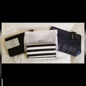 3 BAG MIXED SET- CLUTCH- CARD & BILL WALLET- MAKE-UP BAG- BLACK & WHITE- ALL NEW